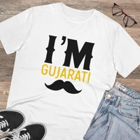 Men's PC Cotton I Am Gujarati Printed T Shirt (Color: White, Thread Count: 180GSM) - White, 0.25, Solid, L