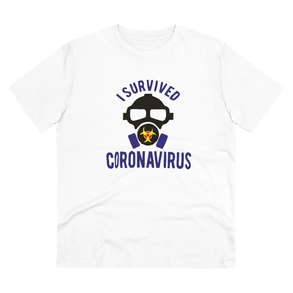 Men's PC Cotton I Survived Coronavirus Printed T Shirt (Color: White, Thread Count: 180GSM) - White, 0.25, Solid, M