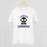 Men's PC Cotton I Survived Coronavirus Printed T Shirt (Color: White, Thread Count: 180GSM) - White, 0.25, Solid, M