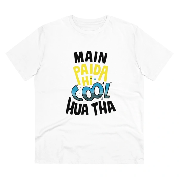 Men's PC Cotton Me Paida Hi Cool Huaa Tha Printed T Shirt (Color: White, Thread Count: 180GSM) - White, 0.25, Printed, 2XL