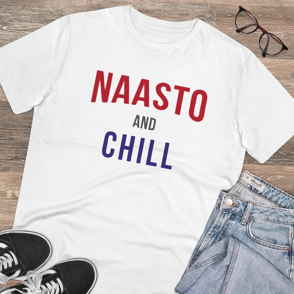 Men's PC Cotton Nasto And Chill Printed T Shirt (Color: White, Thread Count: 180GSM) - White, 0.25, Solid, 2XL