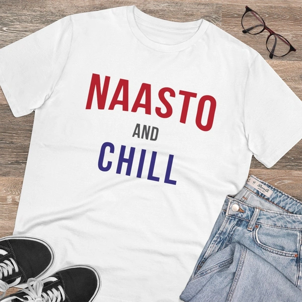 Men's PC Cotton Nasto And Chill Printed T Shirt (Color: White, Thread Count: 180GSM) - White, 0.25, Men's Kurta, 2XL