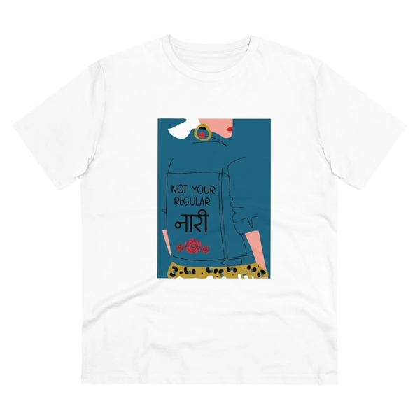 Men's PC Cotton Not Your Regular Naari Printed T Shirt (Color: White, Thread Count: 180GSM) - White, 0.25, Solid, M
