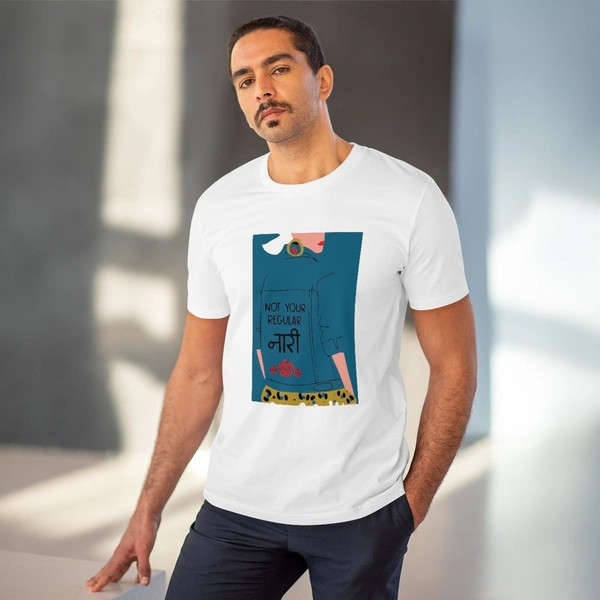 Men's PC Cotton Not Your Regular Naari Printed T Shirt (Color: White, Thread Count: 180GSM) - White, 0.25, Solid, M