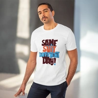 Men's PC Cotton Same Shit Different Day Printed T Shirt (Color: White, Thread Count: 180GSM) - White, 0.25, Solid, M