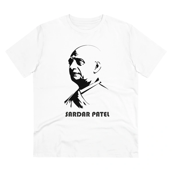 Men's PC Cotton Sardar Patel Printed T Shirt (Color: White, Thread Count: 180GSM) - White, 0.25, Solid, L