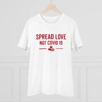 Men's PC Cotton Spread Love Not Covid 19 Printed T Shirt (Color: White, Thread Count: 180GSM) - White, 0.25, Solid, M