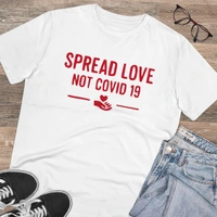 Men's PC Cotton Spread Love Not Covid 19 Printed T Shirt (Color: White, Thread Count: 180GSM) - White, 0.25, Solid, M