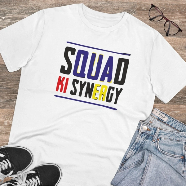 Men's PC Cotton Squed Ki Syneagy Printed T Shirt (Color: White, Thread Count: 180GSM) - White, 0.25, Solid, XL
