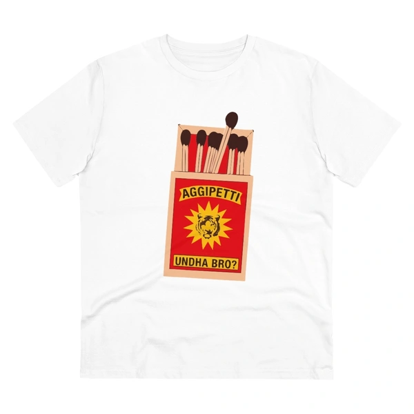 Men's PC Cotton Telugu Desing Printed T Shirt (Color: White, Thread Count: 180GSM) - White, 0.25, Color Block, M