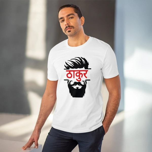 Men's PC Cotton Thakur Printed T Shirt (Color: White, Thread Count: 180GSM) - White, 0.25, Printed, XL