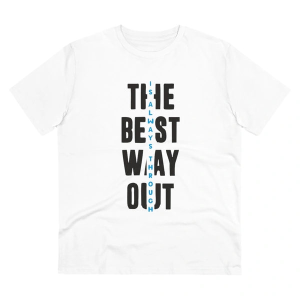 Men's PC Cotton The Best Way Out Printed T Shirt (Color: White, Thread Count: 180GSM) - White, 0.25, Solid, 2XL