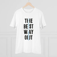 Men's PC Cotton The Best Way Out Printed T Shirt (Color: White, Thread Count: 180GSM) - White, 0.25, Solid, 2XL