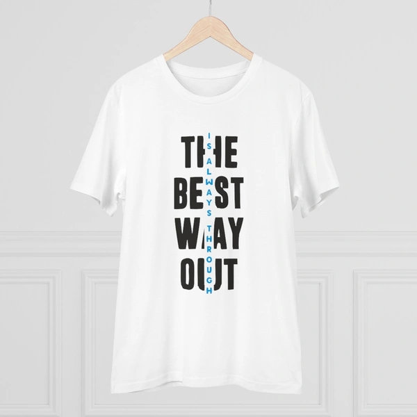 Men's PC Cotton The Best Way Out Printed T Shirt (Color: White, Thread Count: 180GSM) - White, 0.25, Solid, 2XL