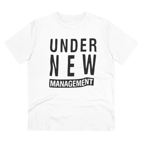 Men's PC Cotton Under New Management Desing Printed T Shirt (Color: White, Thread Count: 180GSM) - White, 0.25, Solid, S
