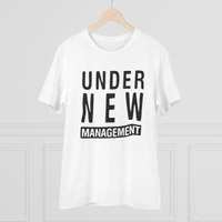 Men's PC Cotton Under New Management Desing Printed T Shirt (Color: White, Thread Count: 180GSM) - White, 0.25, Solid, S