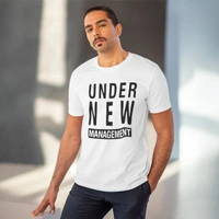Men's PC Cotton Under New Management Desing Printed T Shirt (Color: White, Thread Count: 180GSM) - White, 0.25, Solid, S