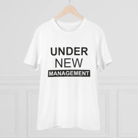 Men's PC Cotton Under New Management Desing Printed T Shirt (Color: White, Thread Count: 180GSM) - White, 0.25, Solid, M