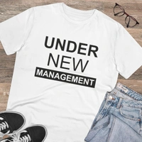 Men's PC Cotton Under New Management Desing Printed T Shirt (Color: White, Thread Count: 180GSM) - White, 0.25, Solid, M