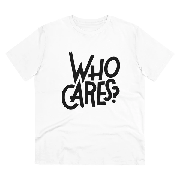 Men's PC Cotton Who Cares Printed T Shirt (Color: White, Thread Count: 180GSM) - White, 0.25, Solid, 2XL