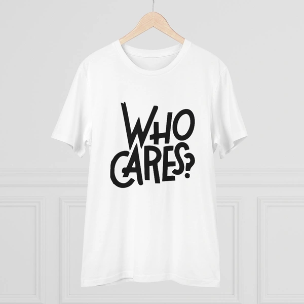 Men's PC Cotton Who Cares Printed T Shirt (Color: White, Thread Count: 180GSM) - White, 0.25, Solid, 2XL