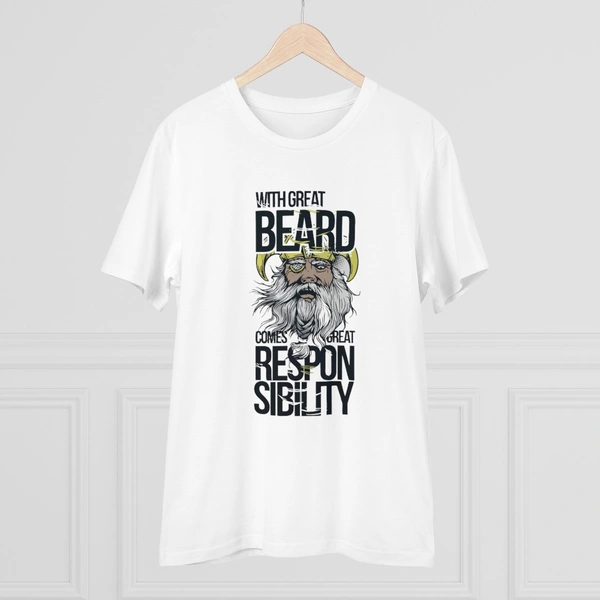Men's PC Cotton With Great Beard Comes Printed T Shirt (Color: White, Thread Count: 180GSM) - White, 0.25, Solid, 2XL