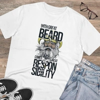 Men's PC Cotton With Great Beard Comes Printed T Shirt (Color: White, Thread Count: 180GSM) - White, 0.25, Solid, 2XL