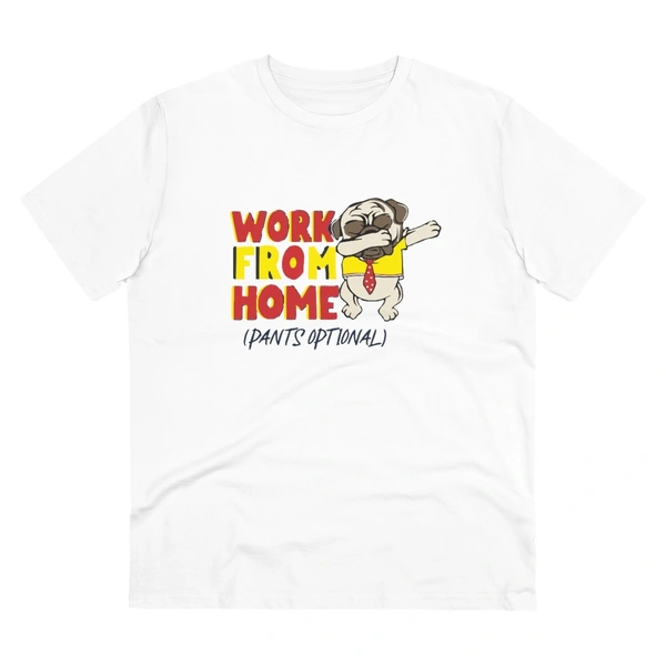 Men's PC Cotton Work From Home Desing Printed T Shirt (Color: White, Thread Count: 180GSM) - White, 0.25, Solid, L