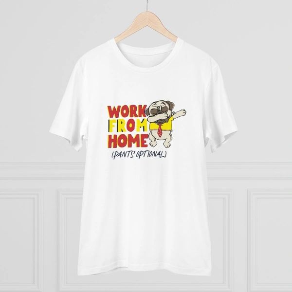 Men's PC Cotton Work From Home Desing Printed T Shirt (Color: White, Thread Count: 180GSM) - White, 0.25, Solid, L