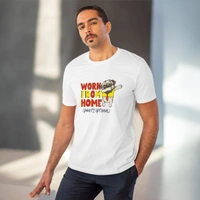Men's PC Cotton Work From Home Desing Printed T Shirt (Color: White, Thread Count: 180GSM) - White, 0.25, Solid, L