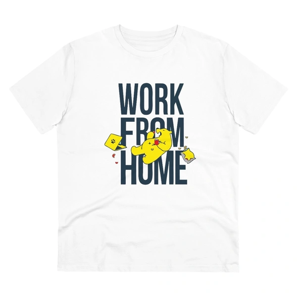 Men's PC Cotton Work From Home Desing Printed T Shirt (Color: White, Thread Count: 180GSM) - White, 0.25, Solid, L