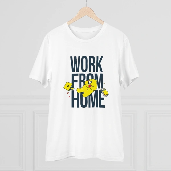 Men's PC Cotton Work From Home Desing Printed T Shirt (Color: White, Thread Count: 180GSM) - White, 0.25, Solid, L