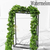 Shopnav Pack Of 2 Silk Polyester Artificial Watermelon Leaf Vine Hanging Garland Foliage Flowers Leaf Plants For Wall Decoration (Color: Green,Length: 6.5 Feet) - 6.5 Feet, 0.2, Green