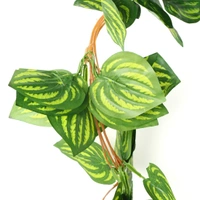 Shopnav Pack Of 2 Silk Polyester Artificial Watermelon Leaf Vine Hanging Garland Foliage Flowers Leaf Plants For Wall Decoration (Color: Green,Length: 6.5 Feet) - 6.5 Feet, 0.2, Green