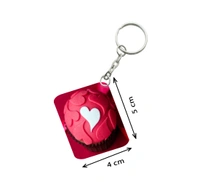 Shopnav Pack Of 3_ Cake Shape Pink Heart One Side Printed Rectangle Designer Keychain (Red) - 0.04, Red