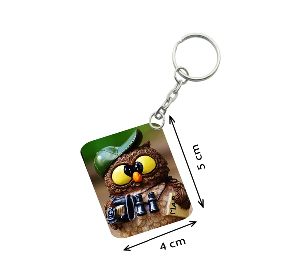 Shopnav Pack Of 3_ Guide Owl One Side Printed Rectangle Designer Keychain (Multi Color) - 0.04, Multi Color