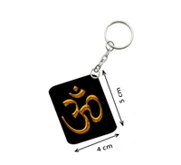 Shopnav Pack Of 3_ Om Symbol One Side Printed Rectangle Designer Keychain (Black) - 0.04, Black