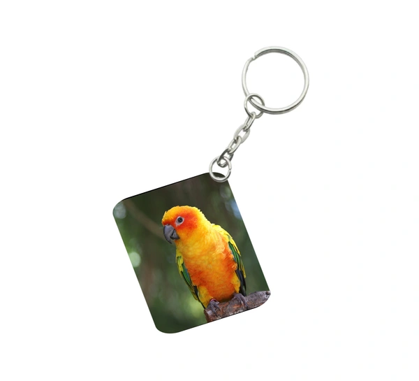 Shopnav Pack Of 3_ Parrot One Side Printed Rectangle Designer Keychain (Orange) - 0.04, Orange