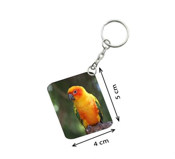 Shopnav Pack Of 3_ Parrot One Side Printed Rectangle Designer Keychain (Orange) - 0.04, Orange