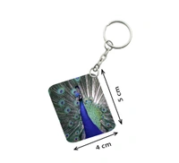 Shopnav Pack Of 3_ Peacock One Side Printed Rectangle Designer Keychain (Multi Color) - 0.04, Multi Color