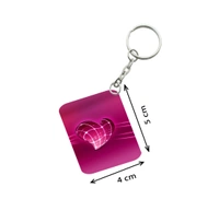 Shopnav Pack Of 3_ Pink Heart One Side Printed Rectangle Designer Keychain (Pink) - 0.04, Pink