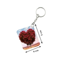 Shopnav Pack Of 3_ Red Tree Heart One Side Printed Rectangle Designer Keychain (Red) - 0.04, Red
