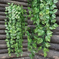 Shopnav Pack Of 3 Silk Polyester Artificial Money Plant Leaf Vine Hanging Garland Foliage Flowers Leaf Plants For Wall Decoration (Color: Green,Length: 15 Feet) - 15 Feet, 0.3, Green