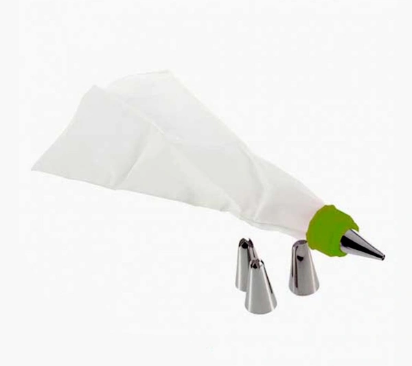 Pack Of 3_Cake Decorating Nozzle with Piping Bag Stainless Steel Piping Cream Frosting Nozzles (Color: Assorted)