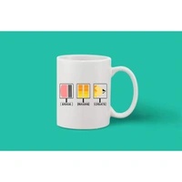 Printed Ceramic Coffee Mug - 1 Pieces, White, 11oz - 11 Oz, 0.44, White