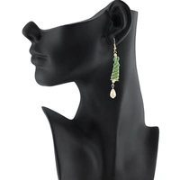 Shopnav Women's Alloy Hook Dangler Hanging Earrings-Green - Green, Oxidize Silver plated