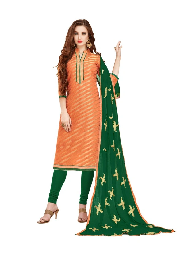 Women's Banarasi Jacquard Unstitched Salwar-Suit Material With Dupatta (Oranage, 2-2.5mtrs) - Black, 0.41, 2-2.5mtrs