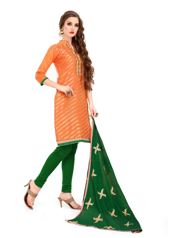 Women's Banarasi Jacquard Unstitched Salwar-Suit Material With Dupatta (Oranage, 2-2.5mtrs) - Black, 0.41, 2-2.5mtrs