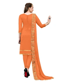 Women's Chanderi Cotton Unstitched Salwar-Suit Material With Dupatta (Oranage, 2-2.5mtrs) - Oranage, 0.41, 2-2.5mtrs