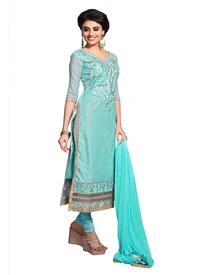 Women's Chanderi Unstitched Salwar Suit-Material With Dupatta (Light Sea Green,2.3 Mtrs) - Dark Green, Red, 0.45, 2.3 Mtrs